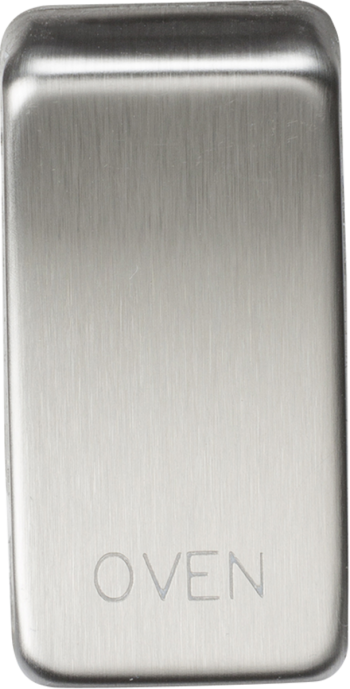 Knightsbridge Brushed Chrome Engraved Switch Cover marked "OVEN"