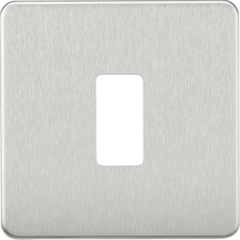Knightsbridge Screwless Brushed Chrome 1 Gang Grid Faceplate