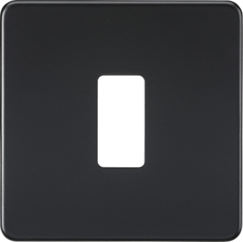 Knightsbridge Screwless Matt Black 1 Gang Grid Faceplate