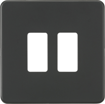 Knightsbridge Screwless Anthracite 2 Gang Grid Faceplate