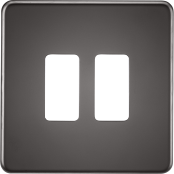 Knightsbridge Screwless Black Nickel 2 Gang Grid Faceplate
