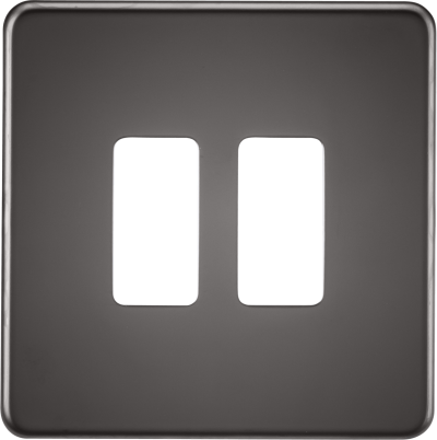 Knightsbridge Screwless Black Nickel 2 Gang Grid Faceplate