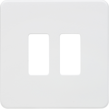 Knightsbridge Screwless Matt White 2 Gang Grid Faceplate