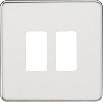 Knightsbridge Screwless Polished Chrome 2 Gang Grid Faceplate