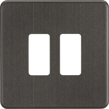 Knightsbridge Screwless Smoked Bronze 2 Gang Grid Faceplate