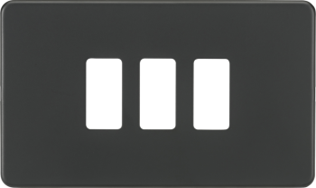 Knightsbridge Screwless Anthracite 3 Gang Grid Faceplate