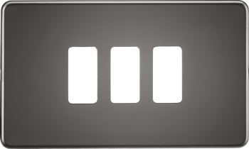 Knightsbridge Screwless Black Nickel 3 Gang Grid Faceplate