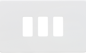 Knightsbridge Screwless Matt White 3 Gang Grid Faceplate