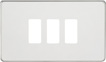 Knightsbridge Screwless Polished Chrome 3 Gang Grid Faceplate