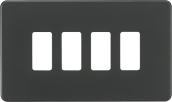 Knightsbridge Screwless Anthracite 4 Gang Grid Faceplate