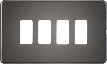 Knightsbridge Screwless Black Nickel 4 Gang Grid Faceplate