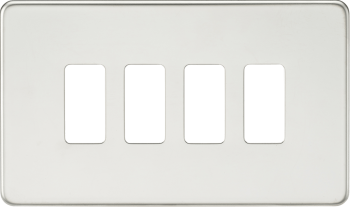 Knightsbridge Screwless Polished Chrome 4 Gang Grid Faceplate