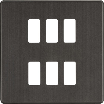 Knightsbridge Screwless Smoked Bronze 6 Gang Grid Faceplate