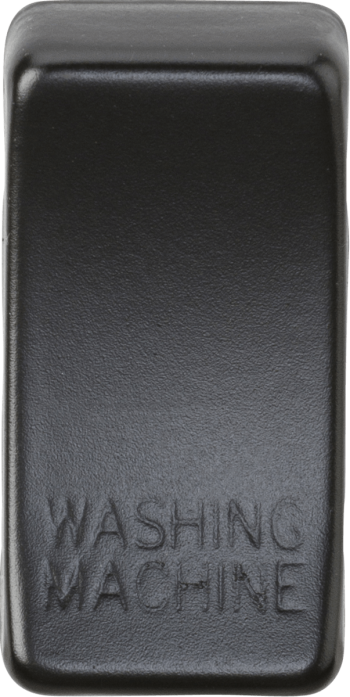 Knightsbridge Matt Black Engraved Switch Cover marked "WASHING MACHINE"