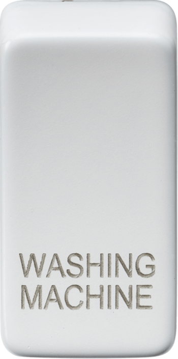 Knightsbridge Matt White Engraved Switch Cover marked "WASHING MACHINE"
