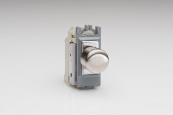 Varilight Brushed  Steel 2-Way Push-On/Off Rotary Dimmer 40-250W (1 Grid Space) module