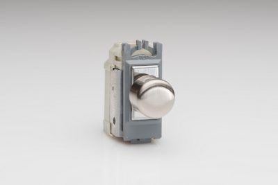 Varilight Brushed Steel 2-Way Push-On/Off Rotary Dimmer 60-400W (1 Grid Space) module