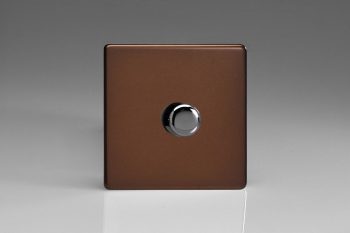 Varilight Flat Plate Screwless Mocha 1-Gang 2-Way Push-On/Off Rotary Dimmer 1 x 60-400W