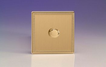 Varilight Jubilee Brushed Brass 1-Gang 2-Way Push-On/Off Rotary Dimmer 1 x 60-400W