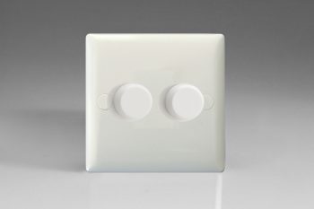 Varilight White Value 2-Gang 2-Way Push-On/Off Rotary Dimmer 2 x 40-250W