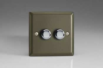 Varilight Classic Graphite 2-Gang 2-Way Push-On/Off Rotary Dimmer 2 x 40-250W