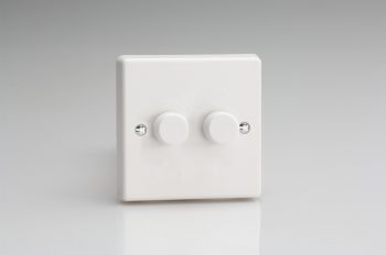 Varilight White Dimmer White Knob 2-Gang 2-Way Push-On/Off Rotary Dimmer 2 x 40-250W