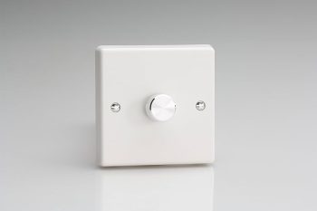 Varilight White Plastic 1-Gang 2-Way Push-On/Off Rotary Dimmer 1 x 200-1000W