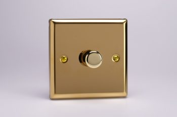 Varilight Classic Victorian Brass 1-Gang 2-Way Push-On/Off Rotary LED Dimmer 1 x 0-120W (1-10 LEDs)
