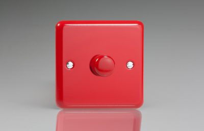 Varilight Lily Pillar Box Red 1-Gang 2-Way Push-On/Off Rotary LED Dimmer 1 x 0-120W (1-10 LEDs)