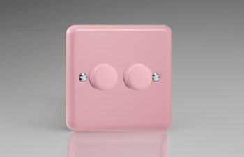 Varilight Lily Rose Pink 2-Gang 2-Way Push-On/Off Rotary LED Dimmer 2 x 0-120W (1-10 LEDs)