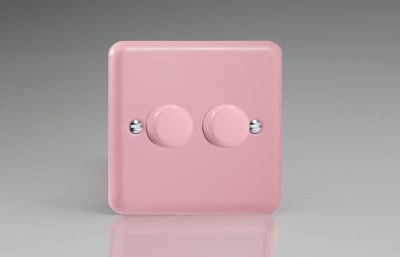 Varilight Lily Rose Pink 2-Gang 2-Way Push-On/Off Rotary LED Dimmer 2 x 0-120W (1-10 LEDs)