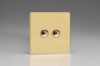 Varilight Screwless Polished Brass 2-Gang 1-Way Remote Control/Touch Master Dimmer