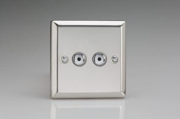 Varilight Classic Mirror Chrome 2-Gang 1-Way V-Pro IR Remote/Touch Control Master LED Dimmer 2 x 0-100W