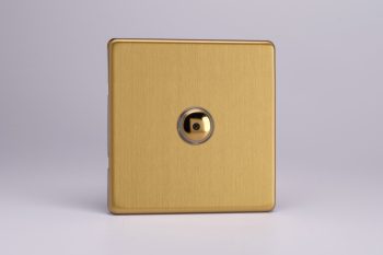 Varilight Flat Plate Screwless Brushed Brass 1-Gang 1-Way V-Pro IR Remote/Touch Control Master LED Dimmer 1 x 0-100W