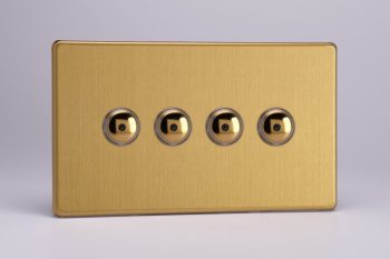 Varilight Flat Plate Screwless 4-Gang 1-Way Remote/Touch Control Master LED Dimmer 4 x 0-100W (1-10 LEDs) (Twin Plate)