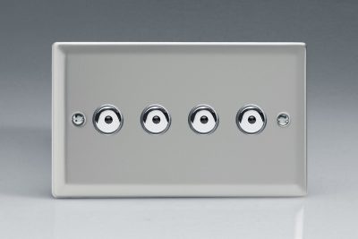 Varilight Classic Satin Chrome 4-Gang 1-Way Remote/Touch Control Master LED Dimmer 4 x 0-100W (1-10 LEDs) (Twin Plate) - Image 2