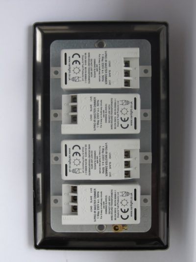 Varilight Classic Satin Chrome 4-Gang 1-Way Remote/Touch Control Master LED Dimmer 4 x 0-100W (1-10 LEDs) (Twin Plate) - Image 3