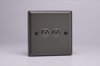 Varilight Classic Graphite 21 2-Gang 1-Way V-Pro IR Remote/Touch Control Master LED Dimmer 2 x 0-100W
