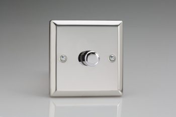 Varilight Classic Mirror Chrome 2-Gang 2-Way V-Dim Push On/Off Rotary Dimmer 2 x 40-250W