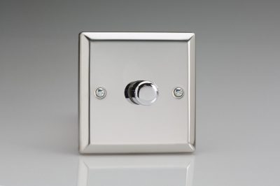 Varilight Classic Mirror Chrome 2-Gang 2-Way V-Dim Push On/Off Rotary Dimmer 2 x 40-250W