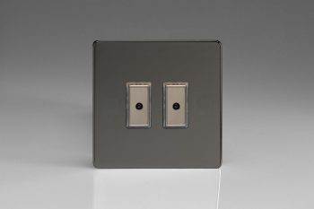 Varilight Flat Plate Screwless Iridium Black 2-Gang 1-Way Remote/Tactile Touch Control Master LED Dimmer 2 x 0-100W (1-10 LEDs)