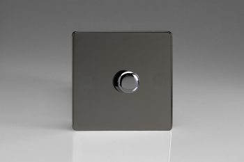 Varilight Flat Plate Screwless Iridium Black 1-Gang 2-Way Push-On/Off Rotary LED Dimmer 1 x 0-120W (1-10 LEDs)