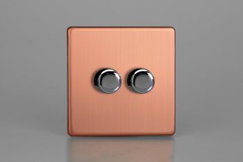 Varilight Urban Screwless 2-Gang 2-Way V-Pro Push On/Off Rotary LED Dimmer 2 x 0-120W