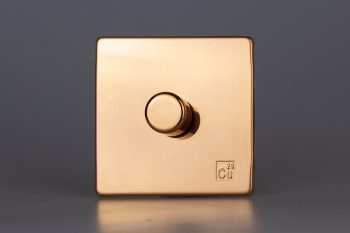 Varilight Antimicrobial Copper Screwless 1-Gang 2-Way Push-On/Off Rotary LED Dimmer 1 x 0-120W (1-10 LEDs)