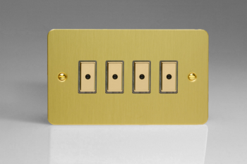 Varilight Ultraflat Brushed Brass 4-Gang 1-Way Remote/Tactile Touch Control Master LED Dimmer 4 x 0-100W (1-10 LEDs)