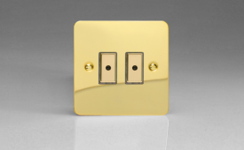 Varilight Ultraflat Polished Brass 2-Gang 1-Way Remote/Tactile Touch Control Master LED Dimmer 2 x 0-100W (1-10 LEDs)