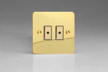 Varilight Ultraflat Polished Brass 2-Gang 1-Way Remote/Tactile Touch Control Master LED Dimmer 2 x 0-100W (1-10 LEDs)