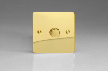 Varilight Ultraflat Polished Brass 1-Gang 2-Way Push-On/Off Rotary LED Dimmer 1 x 0-120W (1-10 LEDs)