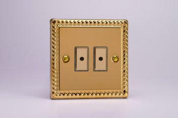Varilight Classic Georgian Brass 2-Gang 1-Way Remote/Tactile Touch Control Master LED Dimmer 2 x 0-100W (1-10 LEDs)