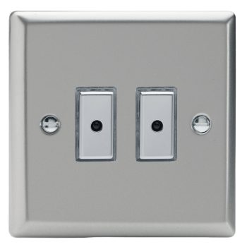 Varilight Classic Satin Chrome 2-Gang 1-Way Remote/Tactile Touch Control Master LED Dimmer 2 x 0-100W (1-10 LEDs)